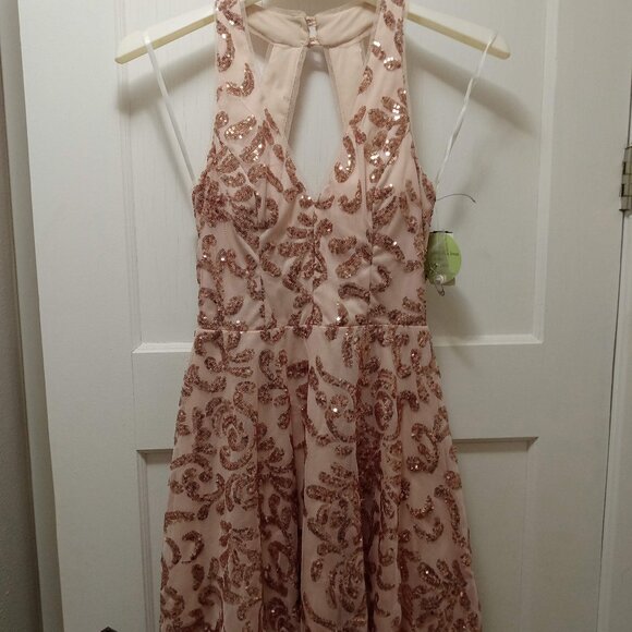 Champagne Pink Sequined Formal Dress NWT - Picture 1 of 6